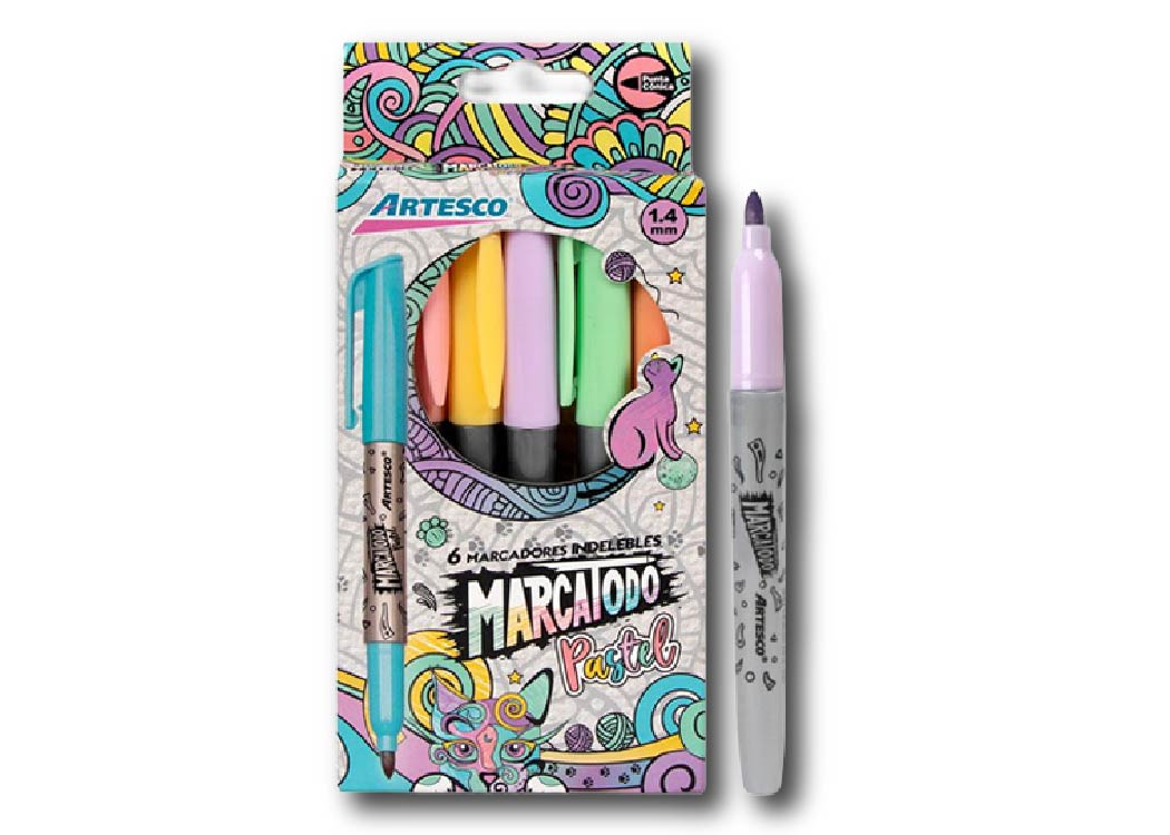 MARCADOR PERMANENTE MARCADORATODO COL PASTEL X6